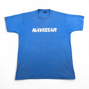 Vintage Navistar Shirt Adult LARGE Blue Truck Workwear Screen Stars USA 80s